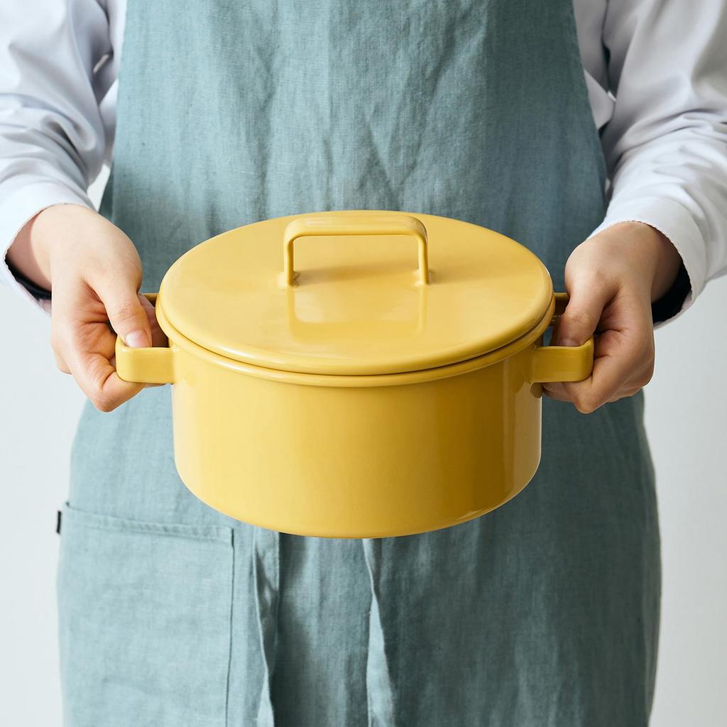 365methods Эмалированная кастрюля с двумя ручками 20 см, подходит для индукционных плит, можно использовать в духовке, можно мыть в посудомоечной машине, желтая YY-20C.Y