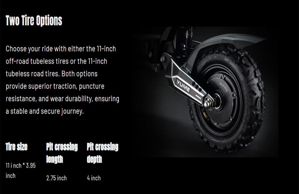 YUME Raptor Electric Scooter, 3000W*2 Motor, 60V 27Ah Battery, 11-inch Road Tires, 80km/h Max Speed