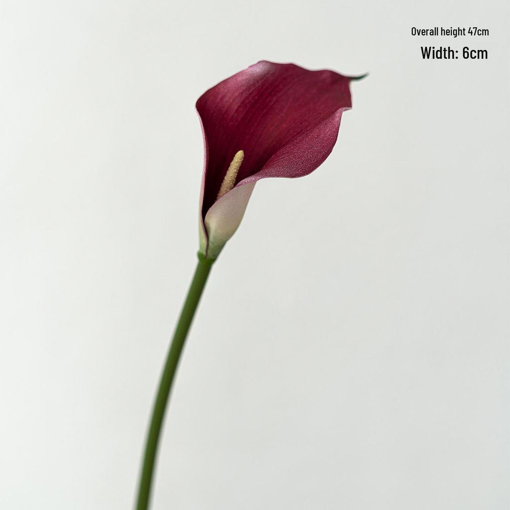 Premium EVA Calla Lily Faux Flower with 47cm Long Stem for Wedding Bouquets & DIY Arrangements