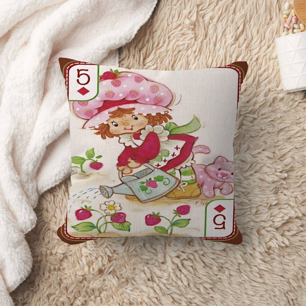 Cartoon Strawberry Shortcake Personalized Pillow Cover Kids Bedroom Wild Party Decor Pillowcase kid Birthday shower Gift