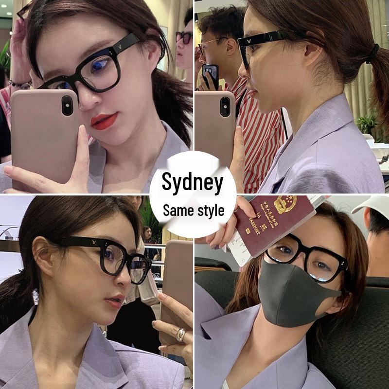 2023 New V Large Black Frame Anti-Blue Light Glasses – No Makeup Look, Internet Celebrity Fashion