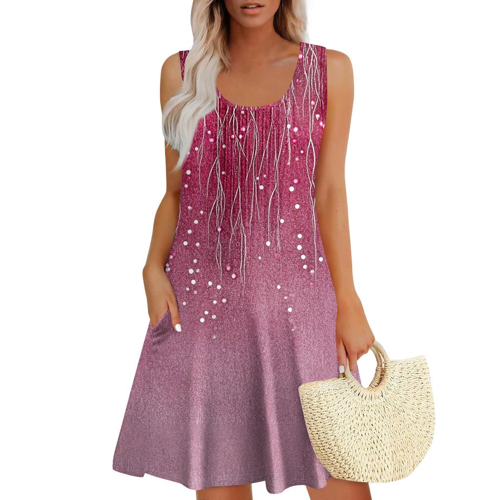Womens Summer Dresses Loose Sleeveless Sundresses Dress With Pockets