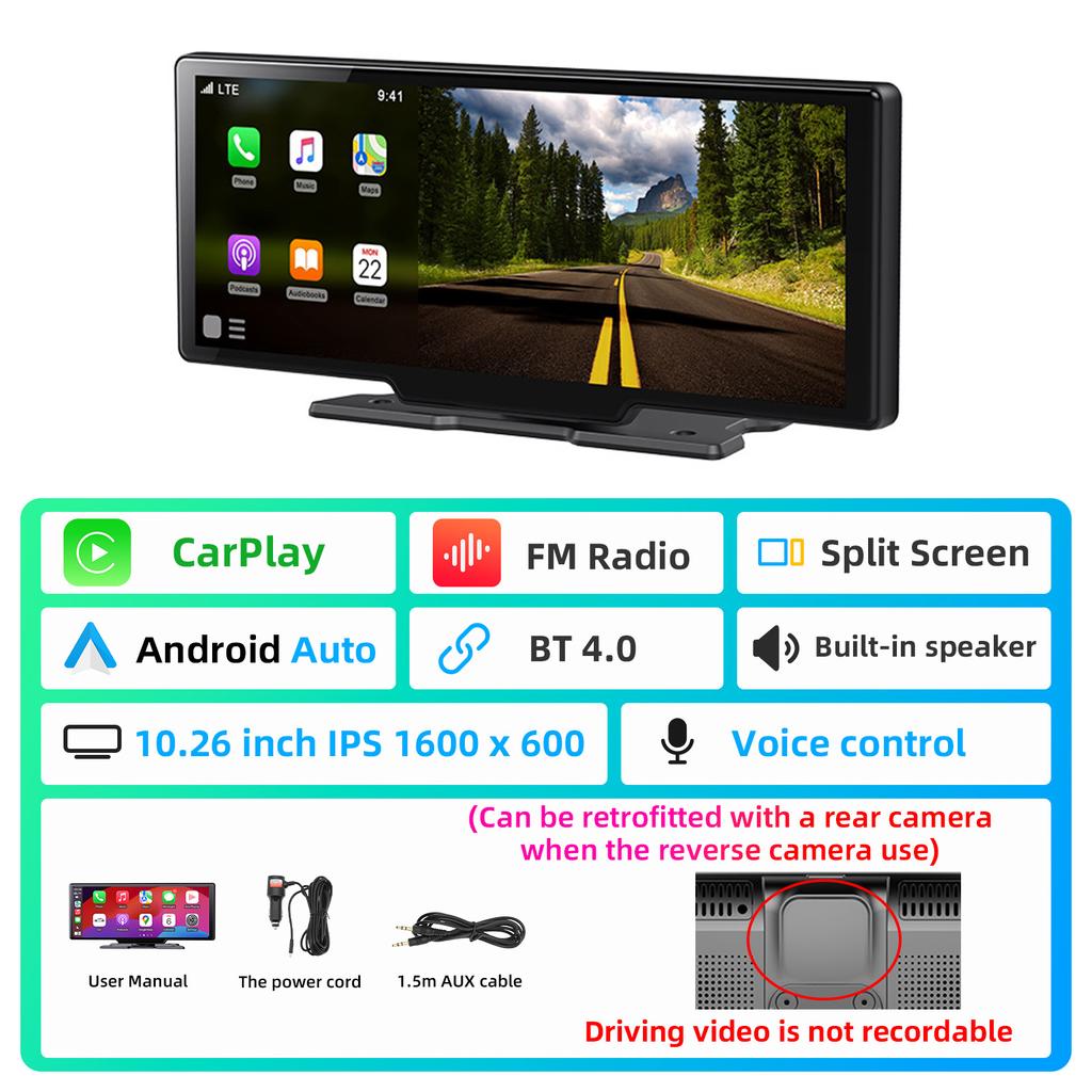 AD 7inch Carplay MP5 Player Portable BT Touch Srceen Wireless Carplay Android Auto Car Radio for iPhone Android Video Stereo