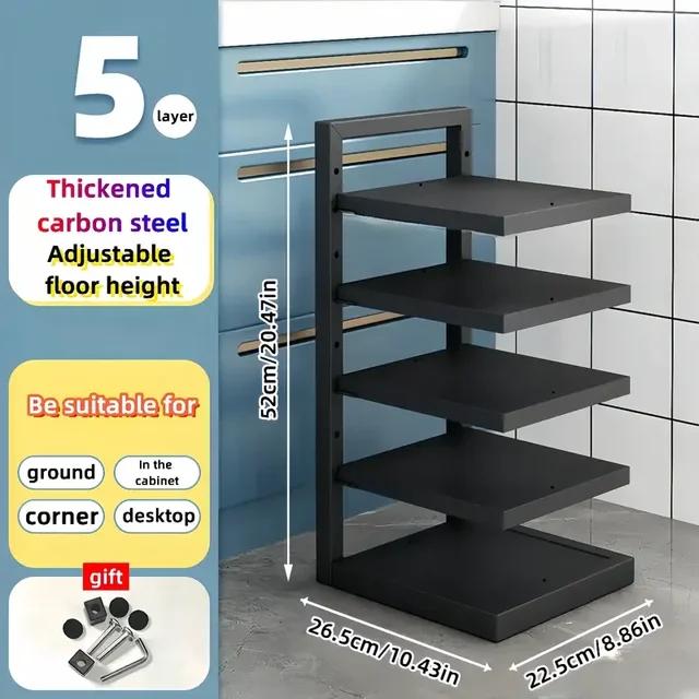 Регулируемая полка для кастрюль, кухонная полка для хранения кастрюль из нержавеющей стали, многослойная бытовая полка для кастрюль и сковородок для кухни