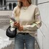 Women's Fashion Loose Heart Splicing Solid Color Sweater Temperament  Women's Knitted Cardigan