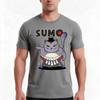 Sumo Wrestler Cat Yokozuna Neko Gray Tshirt Summer Casual Cotton Tee Oversized Streetwear Tops Vintage Graphic Print