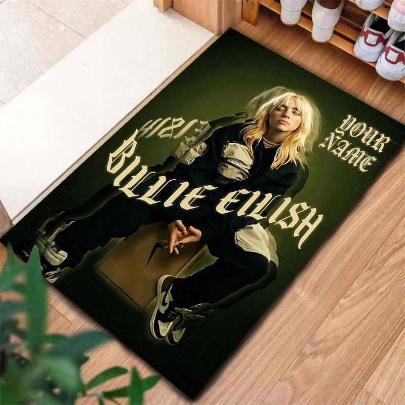 Billie Eilish Custom Name Carpet Rug for Living Room Bedroom Home Sofa Decoration,Kids play Non-slip Floor Mat