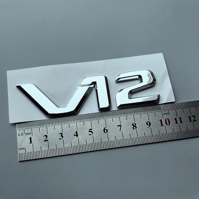 3D ABS Большие Плоские Буквы V12 Автомобильный Значок Багажник Крыло Шильдик Логотип Наклейка для mercedes-benz S400 S500 S600 Хромированный Глянцевый Черный