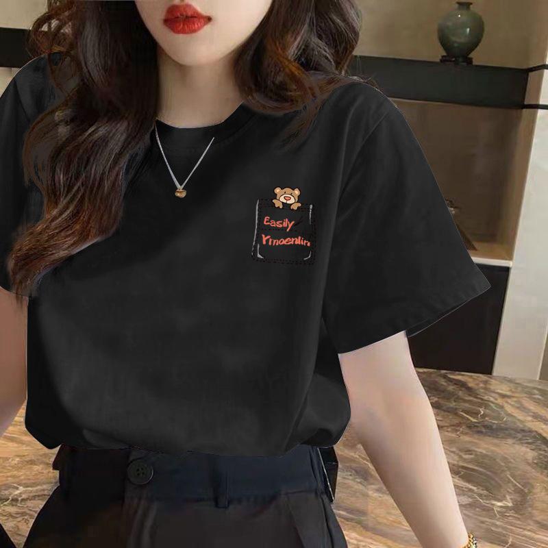 GMXIA Белая футболка с коротким рукавом для женщин, летняя свободная футболка с принтом для леди