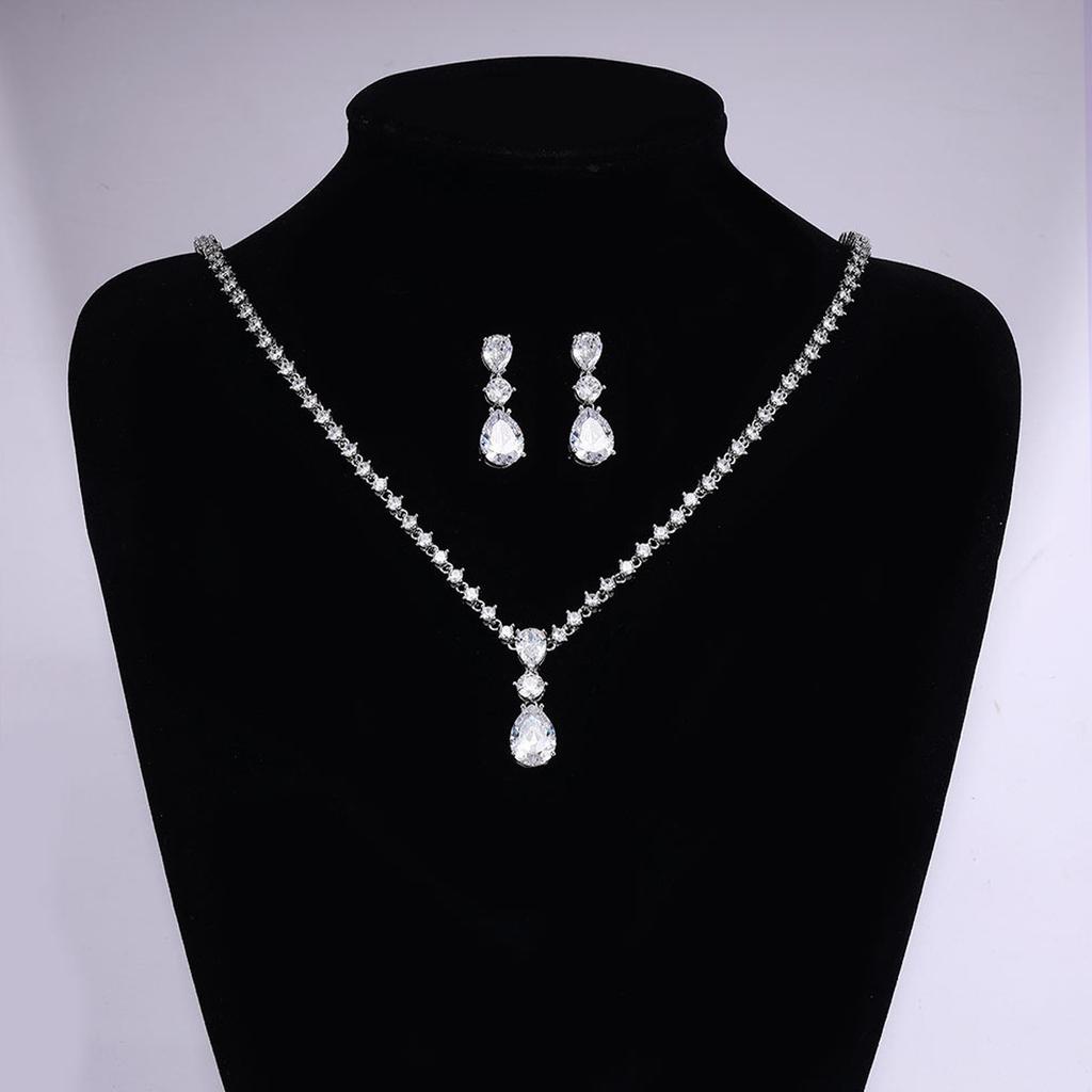 Ювелирные изделия в европейском и американском стиле, ожерелье с каплями воды из циркона, женственное свадебное платье, высококачественные свадебные украшения, комплект сережек-гвоздиков