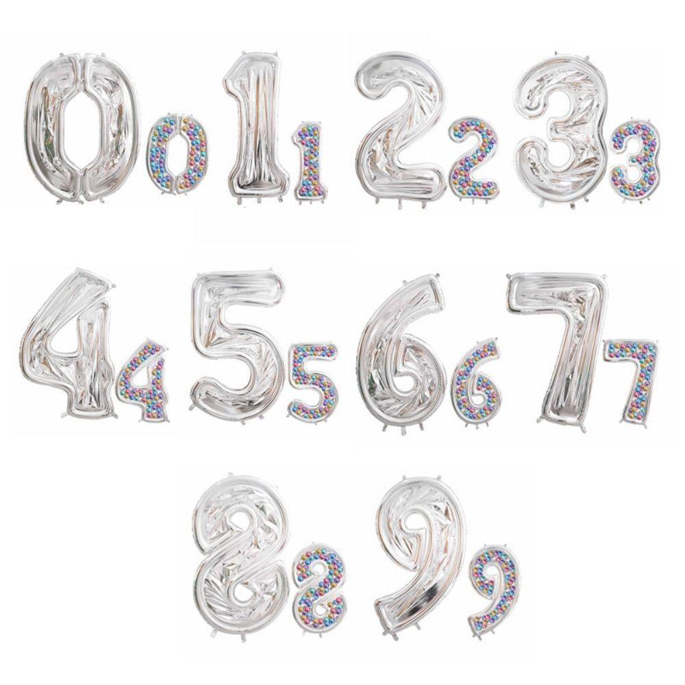 3D Silver Number Balloon Stand 0-9 Number Balloon Filling Frame Digital Balloon Frame Kids Party