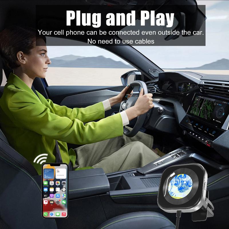 Проводной к Беспроводному Конвертер CarPlay, Адаптер Системы Умного Подключения и Развлечений для Автомобиля, Модернизированный Зажим для Освежителя Воздуха