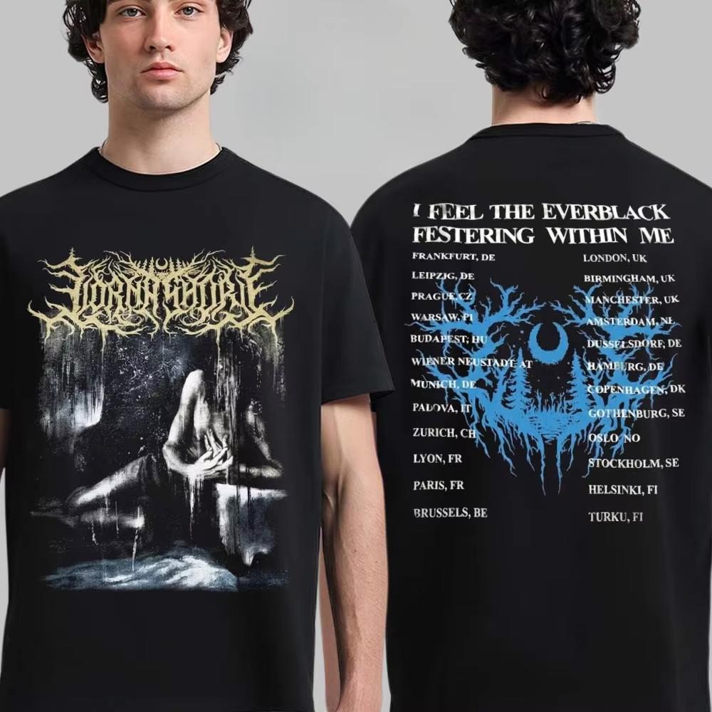 Lorna Shore European Tour Graphic Tee Black Metal Silhouette Art Deathcore Streetwear Casual Unisex