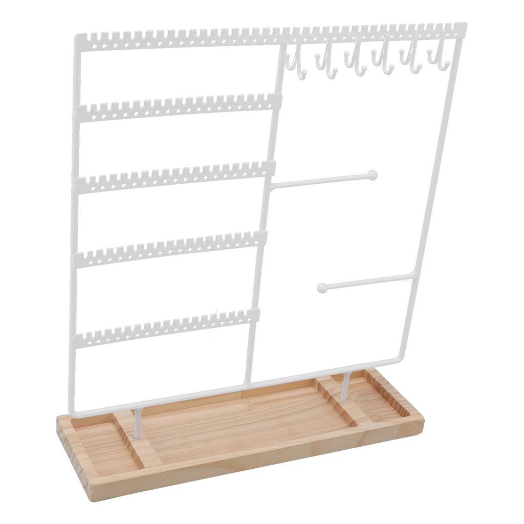 Earrings Hanger Iron 5 Tier 90 Holes 2 Metal Bar Earrings Rack with Wooden Base for Earrings