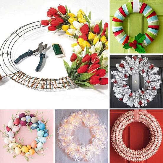 Yousheng 20cm/25cm Metal Hoop Wreath Frame Wire Ring Flower Garland Holder DIY Wreath Making Supplies for Festival Wedding Party