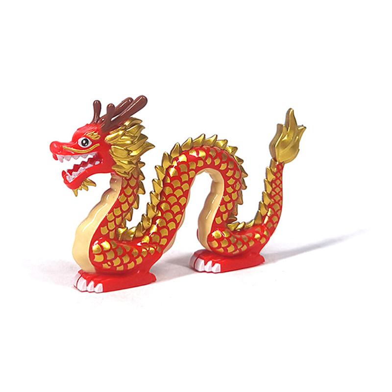 MOC Medieval Animal Zoo Farm Dragon Action Figures Building Blocks Gold Red Dragons Wolf Snake Monsters Beast Bricks Toys Gifts