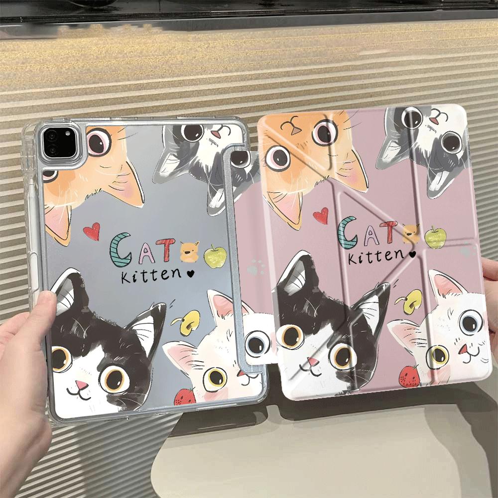 Мультяшный милый чехол для планшета с кошкой для iPad Air 4 5 M3 M2 1 2 M4 11 дюймов Pro 11-го 10-го 9-го 8-го 7-го 12,9 дюйма Mini 6 7 Pro 2025 Y-Fold