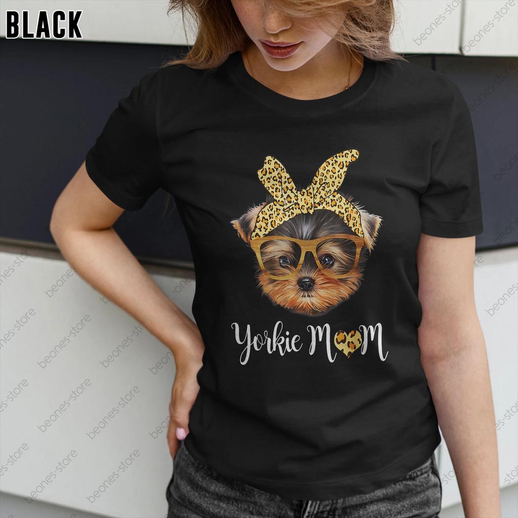 Yorkie Mom Tee Gift, Yorkshire Leopard Dog Mom Lovers Women T-shirt, Xmas Gifts