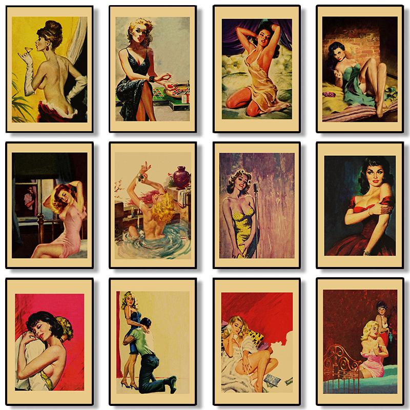 Сексуальная Красота Ретро Стиль Дизайн Живопись Искусство Домашнее Украшение Стен Картина Бар Кофейня Спальня Жизнь