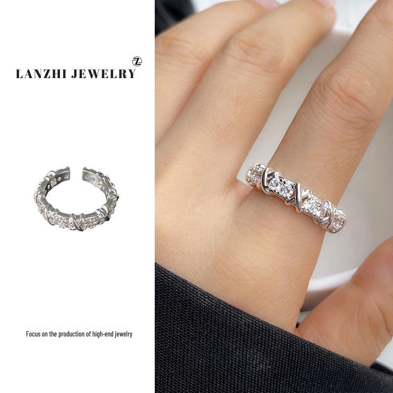 Тайское серебро Женское наборное кольцо - Серебро 925 пробы, Нишевый дизайн, Простые и универсальные украшения