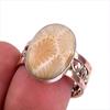 Двухцветное кольцо из натурального ископаемого коралла из чистого серебра 925 пробы S.9 I4C65
