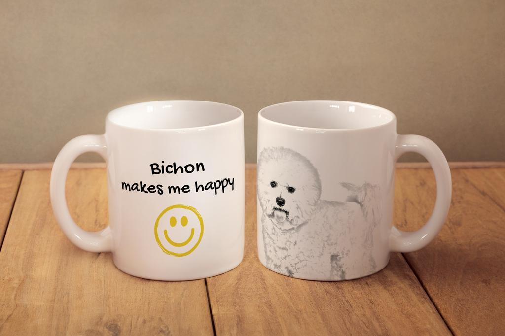 Bichon Frise, Bichon Tenerife, Bichon a poil frise - cup with a dog, cheerful cup for a dog lover, personalized gift from the Art-Dog brand