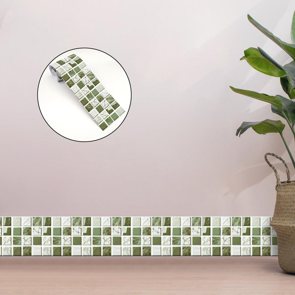 Роскошная зеленая кирпичная мозаика плинтус угловой настенный стикер ванная офис стекло линия талии домашний декор водонепроницаемый напольный волновод художественные обои