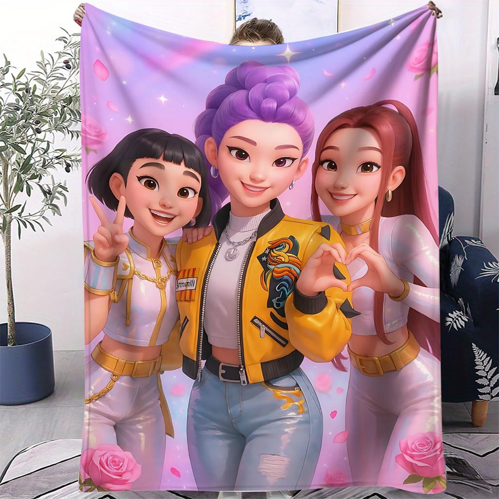 K-Pop Demon Hunters Blanket Hot Rumi Mira Zoey Fan Gifts Blanket Soft Fluffy Flannel Throw for Home Sofa Camping Travel Office