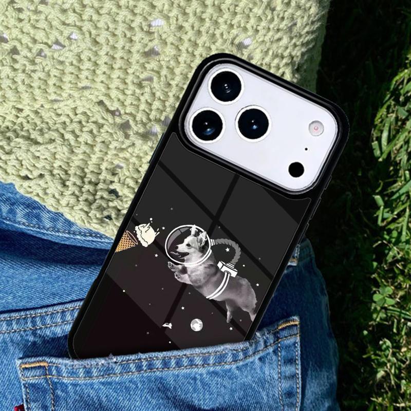 Чехол для телефона 'Собака-скейтер в космосе' для iPhone 17 AIR 16 Pro Max 15 14 Pro 11 12 13 Ударопрочный силиконовый чехол
