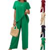 Women's Loose Casual Two-piece Set With Short Sleeves And Round Neck Loose Casual Irregular Suit