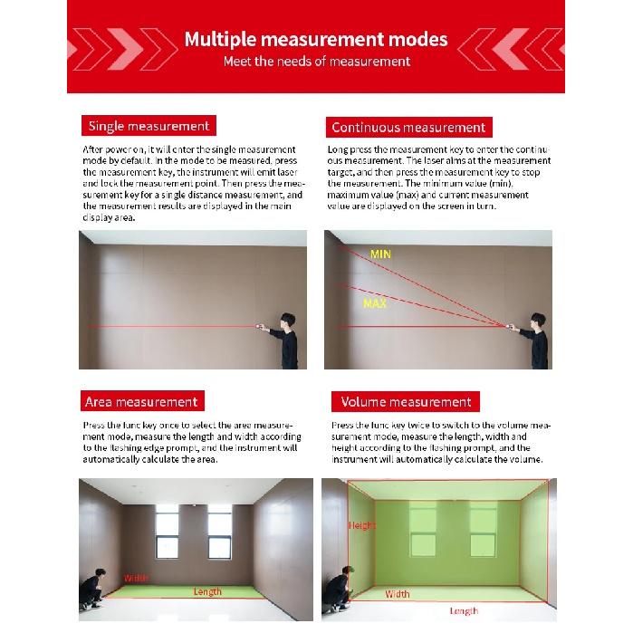 UNI-T Laser Rangefinder LM50A LM70A LM100A LM120A Digital Distance Meter Electronic Tape Measure Measuring Instruments