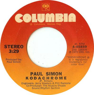 7-дюймовая пластинка PAUL SIMON - Kodachrome / Tenderness 445859 Columbia 1973 Канада Рок Б/У