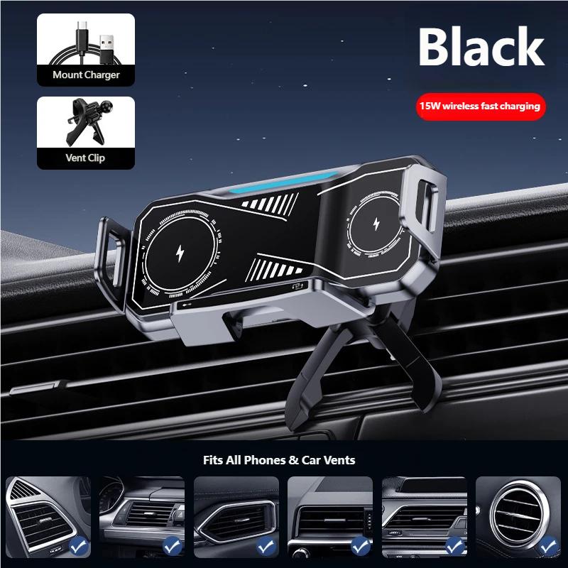Wireless Car Charger Mount for OPPO Find N5 Honor Magic V2 Foldable Phone, 15W Qi Fast Charging Air Vent Auto-Clamping Phone Holder Stand