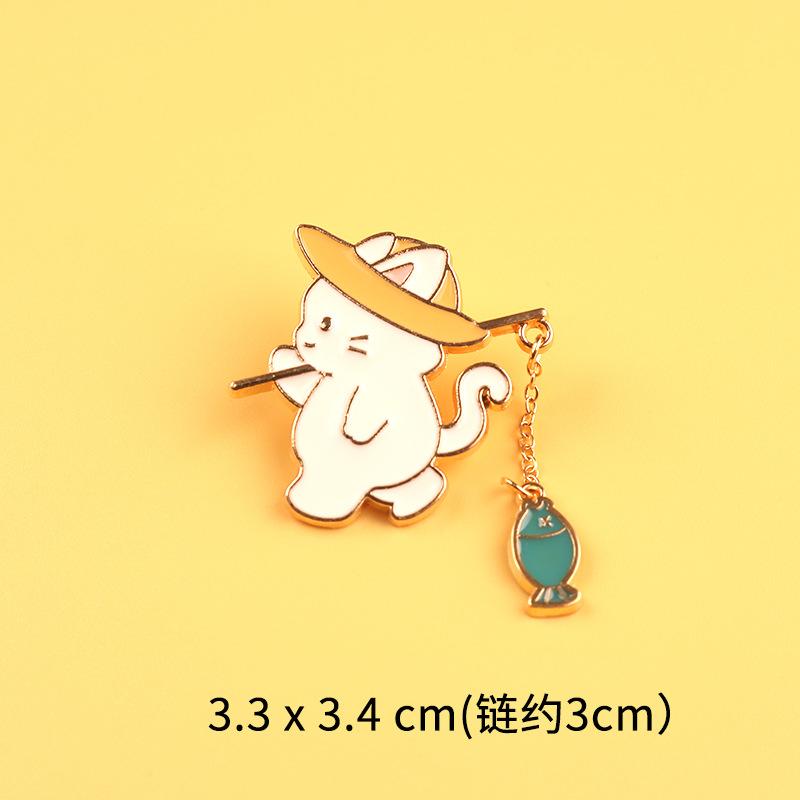 Новая мода креативный дизайн с котом для рыбалки металлическая эмалированная брошь мультфильм милое животное значок на булавке лучший друг подарок ювелирные аксессуары