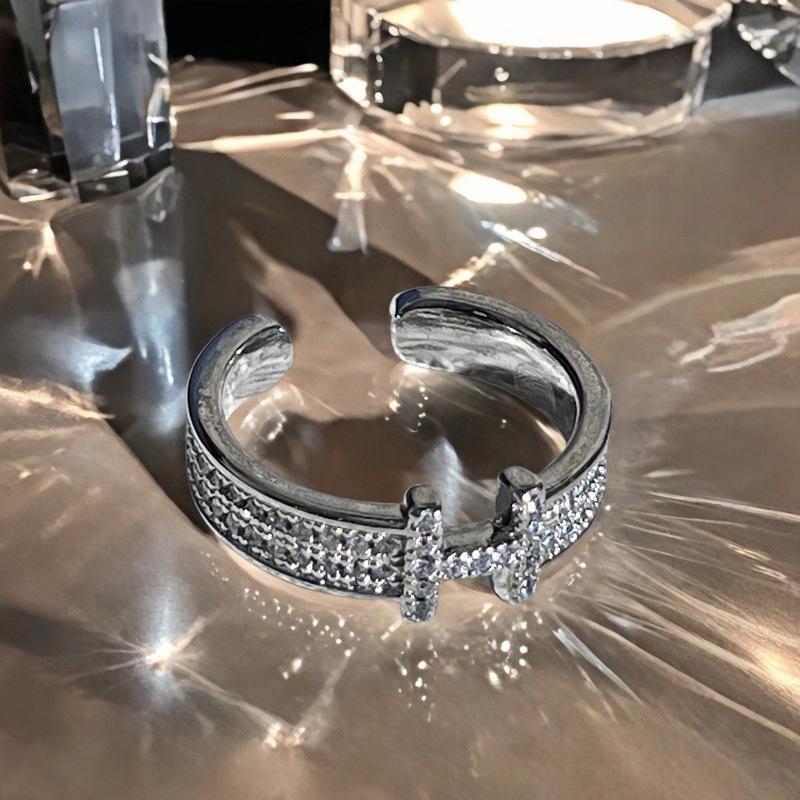 Heavy Industry Lucky Copper Coin Open Ring Women'S Transshipment Niche Design Light Luxury Full Diamond Snake Super Flash High Sense Ring