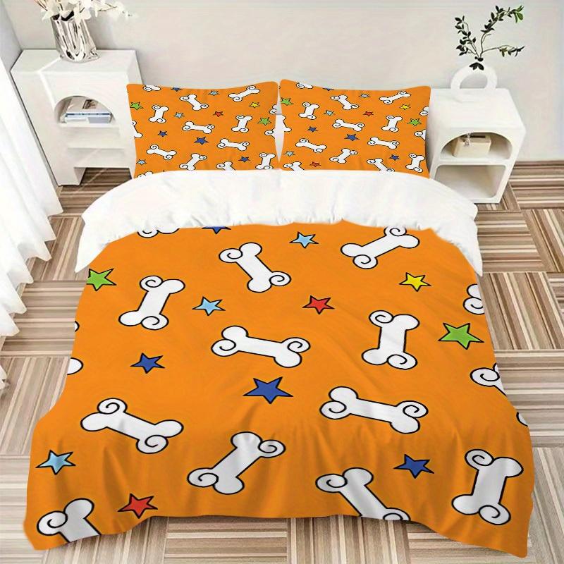 3pcs set Dog Bone Stars 1 Quilt Cover + 2 Pillowcases, All Seasons Bedroom Setting, Perfect for Home and Dorm Decor a193