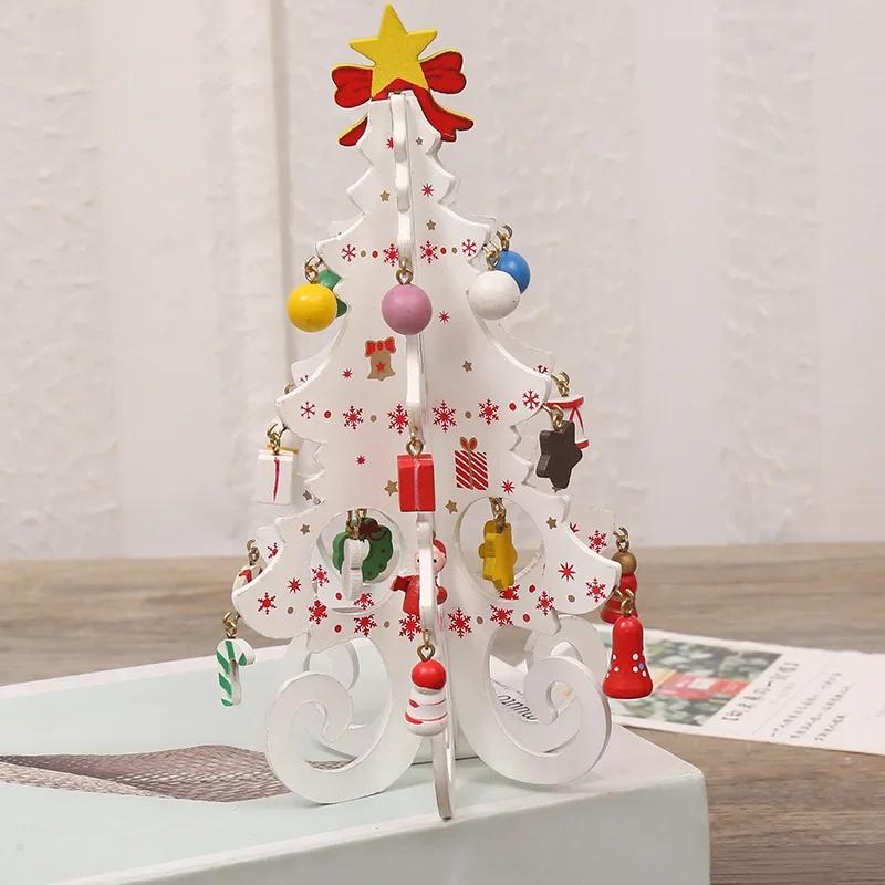 1 Pcs Decorations Creative Wooden Christmas Tree Ornament Home Desktop Party Decor New Year Kids Gifts