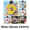 Moo Deng Tiny Baby Hippo Star Thailand Cute Pygmy Hippo Unisex Children Kid Boy Girl T-Shirt Watermelon Print Short Sleeve Round Neck