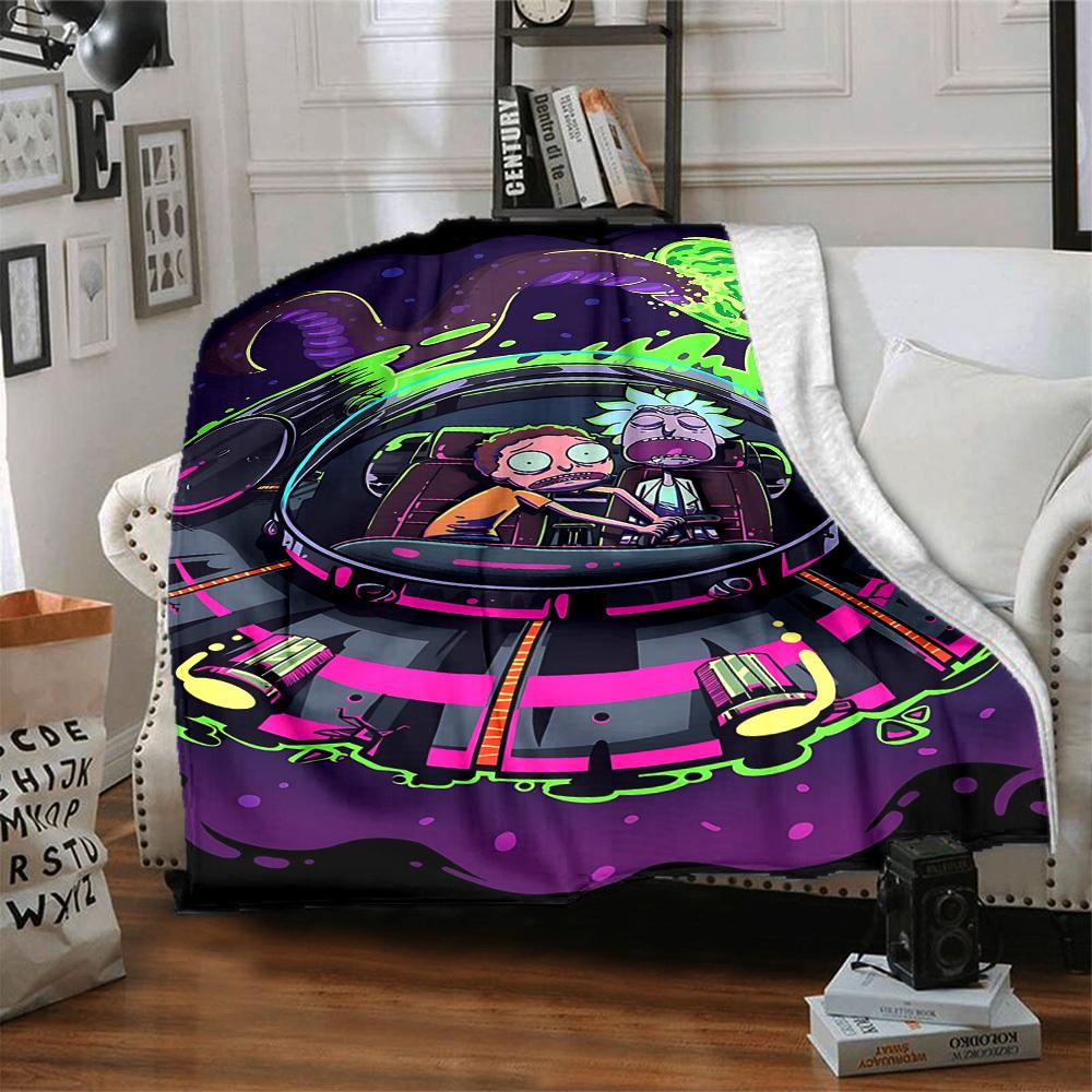 1 шт. Плед Рик и Морти Легкий фланелевый плед для дивана, кровати, путешествий, кемпинга, гостиной, офиса, дивана, кресла и кровати