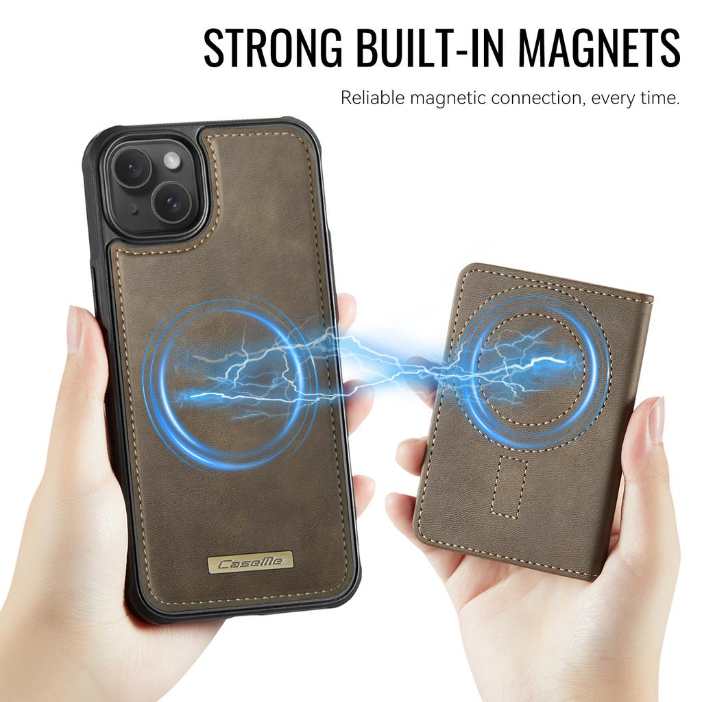 For iPhone 14 Magnetic Case CASEME ME80 Series Leather PC TPU Phone Cover with Detachable Wallet