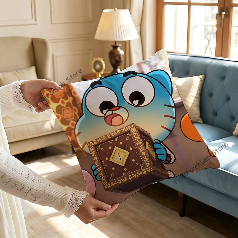 GGumballS Cartoon Watterson Pillow Covers Cartoon Sofa Decorative Home Doublesided Printing Short Plush Cute Cushion Cover