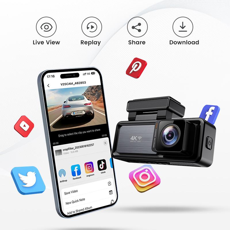 4K 2160P 3.2Inch  WIFI GPS Night Vision Dual Cams Mini Hidden Car DVR Camera Dash Cam Front and Rear AHD Parking Monitor for Car