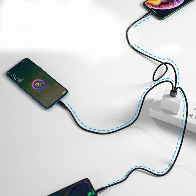 3-в-1 USB-разветвитель на TypeC + Micro USB Кабель для зарядки телефона в машине UsbC с передачей данных TypeC 2x Micro USB кабель для зарядки