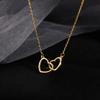 Simple Double Heart Pendant Necklace For Women Couple Choker Gold Silver Color Clavicle Chain Wedding Party Friends Jewelry Gift