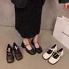 Coarse Heel High Heels Black Mary Jane Small Leather Shoes Women's Shoes New Spring and Autumn Gentle Single Shoes