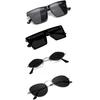 Sheomy Unisex Combo Offer Pack of 4 Shades Glasses Pento Sunglasses Rectangle Retro Vintage Narrow Women::Men , PN-397