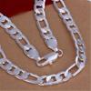 Solid 925 Stamped Silver Color Necklace For Men Classic 12mm Cuban Chain 18 -30 Inch Charm High Quality Fashion Jewelry Wedding