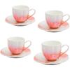 Tea Cups and Saucers Ceramic Coffee Mug 6oz for Coffee, Latte, Cafe Mocha and Tea-Set of 4, White