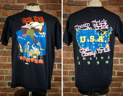 Винтажная черная концертная футболка Cheap Trick Busted Tour 1990 года