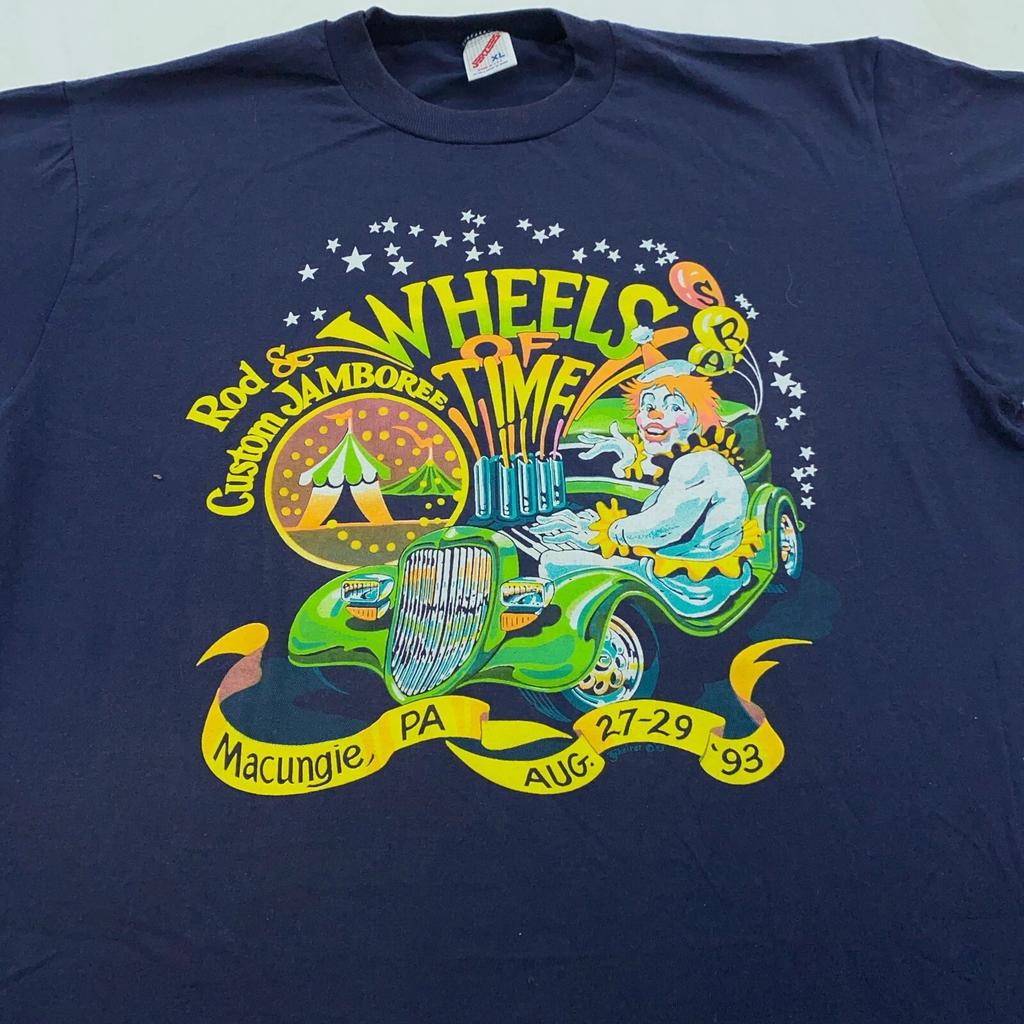 vtg 90s WHEELS OF TIME ROD & CUSTOM JAMBOREE T-Shirt L/XL macungie pa hot car